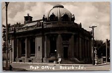 De Kalb IL~Drinking Fountain~Beaux Arts Post Office w/Dome~Razed c1995 RPPC 1953 picture