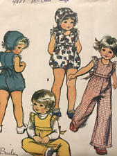 Vtg McCalls 4494 CHILD GIRL Pattern Sewing 1975 CUT Sunsuit Bloomers Bonnet 12mo picture