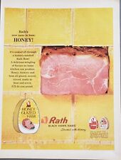 1963 Rath Black Hawk Hams Smoked With Hickory Honey Glazed Vintage Print Ad picture