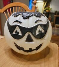 Rare Blow Mold Halloween Pumpkin Jack-O-Lantern Black Masked Bandit picture