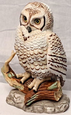 Vintage Enesco Great Female Artic Owl White/Brown Ceramic Figurine Snowy 8.5