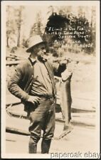 ca1930 Trout Caught At Bill's Place Lake Almanor, California Photo Postcard picture