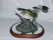 George Kruth Backwater Bass Danbury Mint Fish Sculpture added Mirror Wood Base picture