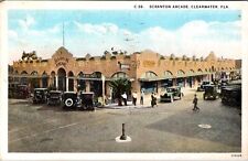 Postcard Scranton Arcade Clearwater, FL Florida Cars People 1928 Street Scene picture