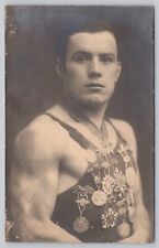 RPPC Handsome Sexy Male Boxer Postcard Heavy Metal Wrestler Vintage Male Photo picture