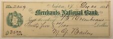 Antique Check, Merchants National Bank of Newton, Payee Bison Rosenkranz, 1888 picture