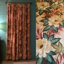 1940-50’ Floral Print Drapes. 2 Panels Tropical Print Rayon Perfect for Pillows picture