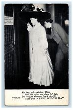 c1910's Girl Dress White With Merry Widow Hat Unposted Antique Postcard picture
