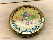 Black and Gold Floral-Vintage Ladies Powder Compact-1te picture