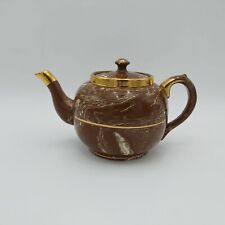 Vintage Sudlow's (Burslem) Teapot-Beautiful Marbled Brown/White with Gold Trim picture