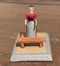 Antique Erzgebirge Colorful Woman Bench Wooden Germany Putz Christmas picture