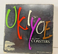 Vintage 6 Ukiyoe Japanese Woodblock Printed Vinyl Covered Coasters New picture