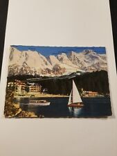 German postcard   water view Mountain scenery   sailing boat  Waxenstein picture