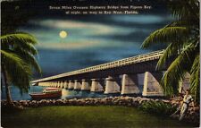 Key West FL-Florida, Seven Miles Highway Bridge, Vintage Postcard picture