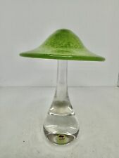 HTF Vintage MCM Ekenas Sweden Glass Mushroom Green Top 8” W/label picture