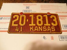 1941 Kansas License Plate 20-1813 Marshall County with Reflectors. picture