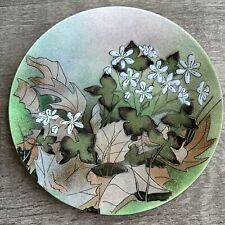 Vintage Norman Brumm Autumn Leaves/wildflowers Enamel Copper Plate8 1/2” Signed picture