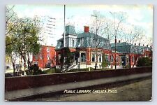 Postcard Public Library Chelsea Massachusetts picture