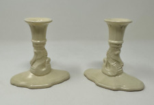 VINTAGE COWAN POTTERY SEAHORSE CANDLEHOLDER PAIR IVORY picture