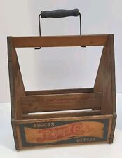 VINTAGE ANTIQUE PEPSI-COLA DOUBLE DOT WOODEN 6-PACK CARRIER W HANDLE 1940s Caddy picture