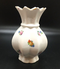 Antique Schumann Bavarian Crested Bud Vase Roses Pink Yellow Floral 1918-1929 picture