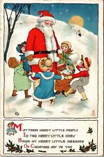 Antique 1914 Raphael Tuck Postcard Santa Bag of Toys Greeting Children Snow JA12 picture