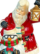 Santa Claus and Snowman Holiday Musical Ceramic Figurine 