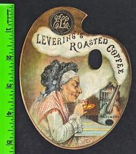 Vintage 1880's Levering Coffee Woman Blowing Steam Diecut Trade Card picture