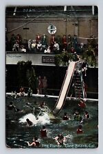 Long Beach CA-California, Crowd At The Plunge, Pool, Antique Vintage Postcard picture