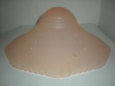 Vtg Art DECO Pink Hanging 3 Chain Ceiling Light Shade UFO Flying Saucer Octagon picture