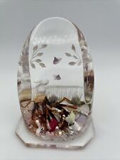 Vintage Lucite Acrylic Paperweight Woodland Scene Bunny Birds #1114 picture