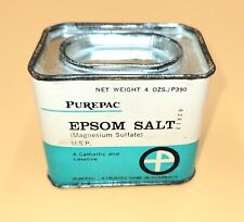 Vintage Purepac Epsom Salt Container 4oz. Size New Old Stock picture