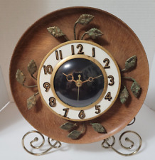 Vintage United Metal Model 45 Electric Wall Clock Brass Leaves w/ Tags Works picture