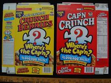 [ 1999 Cap'n Crunch - 2 Vintage Cereal Boxes - Where's The Cap'n? - Jurrasic ] picture