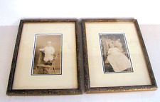 (2) Late 1800 Child Photo Fashion Studio Pose Victorian Framed Cabinet Card picture
