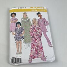 Simplicity 1571 Girls Child’s Night Gown Robe Long Short Pajamas Size K5 7-14 picture