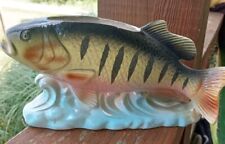 RUBENS Vintage Planter Hand Painted Black Bass Fish Ceramic Japan 5129 picture