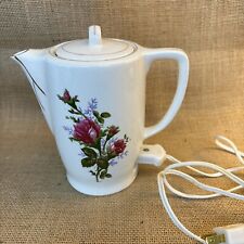 Vintage Ceramic M Japan Electric Kettle Pink Rose Design Teapot Cozy Cottagecore picture