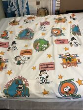 Vtg 1977 Sears Snoopy Disco Boogie Down Peanuts Twin Fitted Sheet 65/35 muslin picture