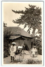 c1950's Two Rickshaw Nielen in Rural Japan Vintage RPPC Photo Postcard picture
