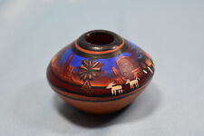 SMALL NAVAJO RED CLAY POT WITH DESERT SCENE. SIGNED: “Nav. M. M.” picture