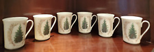 HOLIDAY CERAMIC COFFEE CUPS WITH CHRISTMAS TREE ARTWORK- SET OF (6) picture