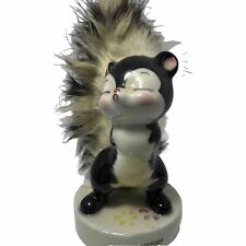 Vintage Ucagco Skunk With Fur Figurine 5” Tall picture