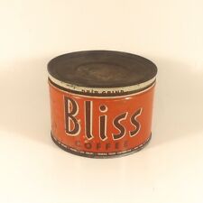 Vintage BLISS Coffee Tin 1 Lb Key Wind Empty Advertising Can With Original Lid  picture