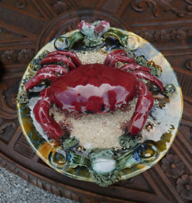 PALISSY STYLE MAJOLICA barbotine CRAB PLATE rare picture