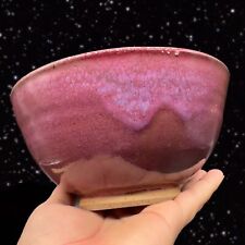 Studio Art Pottery Bowl Drip Glaze Pottery Purple Signed by Artist  picture