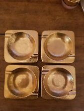 Vintage Wheeling Gold China Set of 4 Small Ashtrays Trinket Dish 22 Kt. Gold  picture