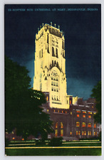 c1940s~Indianapolis Indiana IN~Scottish Rite Cathedral~Night~Gothic~VTG Postcard picture