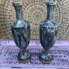 Natural Stone Amphoras On MetalBase 1930s France Or Italy  12”x 3.5”Beautiful picture
