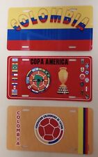 3 COLOMBIA GIFTS: 3 ASSORTED ALUMINUM LICENSE PLATES  MADE IN USA $45 picture